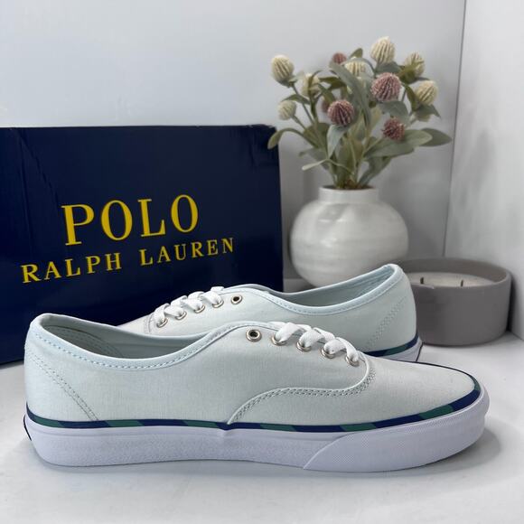 Polo Ralph Lauren Keaton Pony Low-Top Canvas Sneaker Light Blue Men 9.5D NWB - Picture 7 of 10
